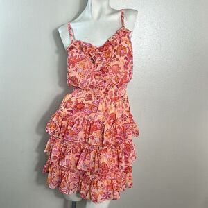 EVERLILY ruffled floral summer dress size small boho party brunch vacation